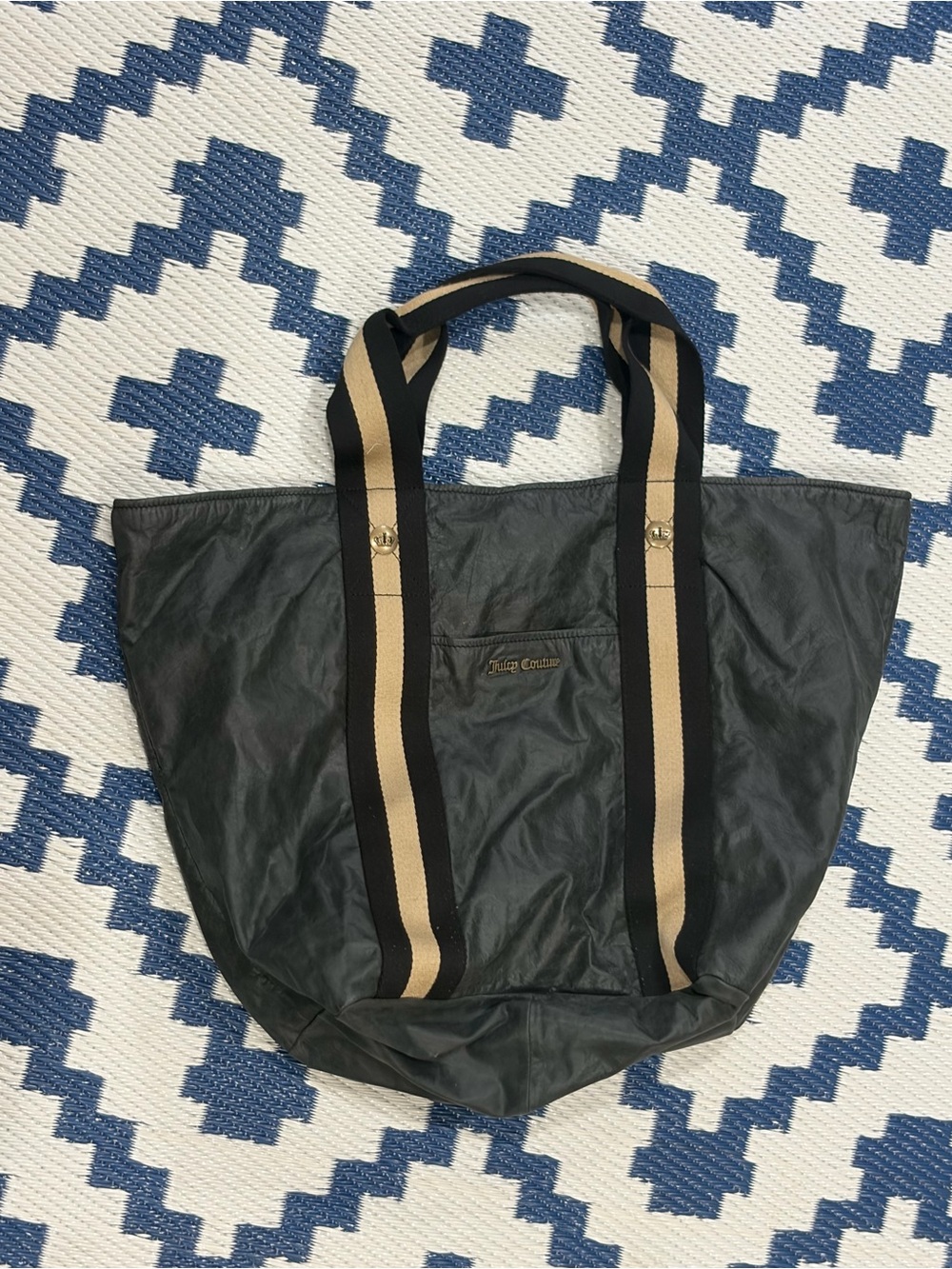 Vintage Juicy Couture Black Leather Tote Bag